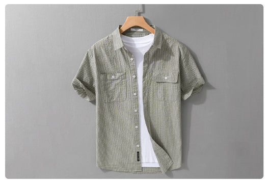 Camisa Casual de Algodón Manga Corta para Hombre - Versátil y Moderna - Image 10