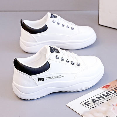 Tenis Blancos de Cuero Estilo Coreano Multiuso para Mujer - Image 4