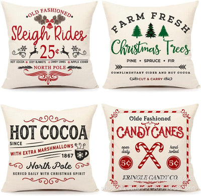Set de 4 Fundas de Cojines Navideños Muñeco de Nieve y Reno 18x18 Pulgadas - Image 22