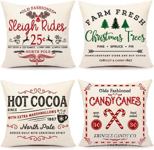 Set de 4 Fundas de Cojines Navideños Muñeco de Nieve y Reno 18x18 Pulgadas - Image 22