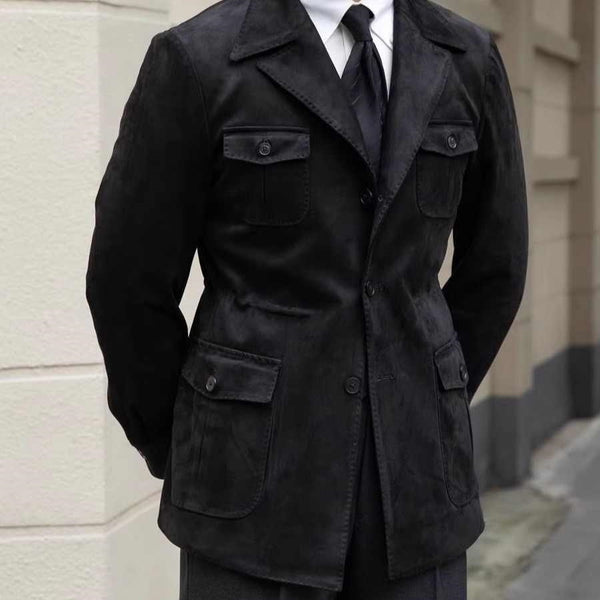 Abrigo Trench Casual Italiano de Bolsillos Múltiples para Hombre