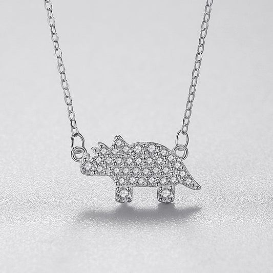 Collar de Plata 925 Rinoceronte Brillante con Diamantes Completos