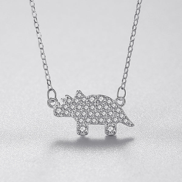 Collar de Plata 925 Rinoceronte Brillante con Diamantes Completos