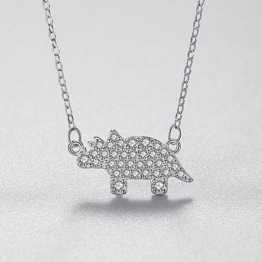 Collar de Plata 925 Rinoceronte Brillante con Diamantes Completos