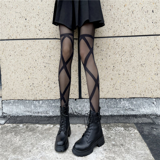 Calcetines Romper con Lazo Cruzado de Color Liso para Mujer