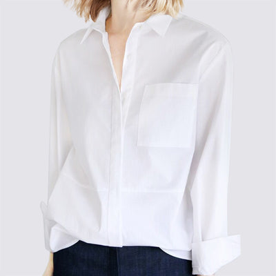 Camisa Blanca Suelta de Corte Profesional para Mujer - Image 3