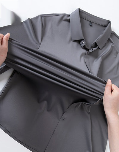 Camisa Manga Larga Sin Costuras Elástica Antiarrugas Efecto Hielo para Hombre - Image 9