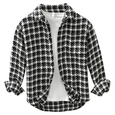 Camisa Cuadros Suelta Japonesa de Manga Larga para Hombre - Image 4