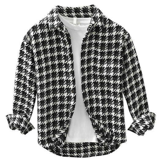 Camisa Cuadros Suelta Japonesa de Manga Larga para Hombre - Image 4