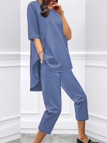 Conjunto Casual Slim Fit: Blusa Manga Corta y Pantalón Cropped - Image 6
