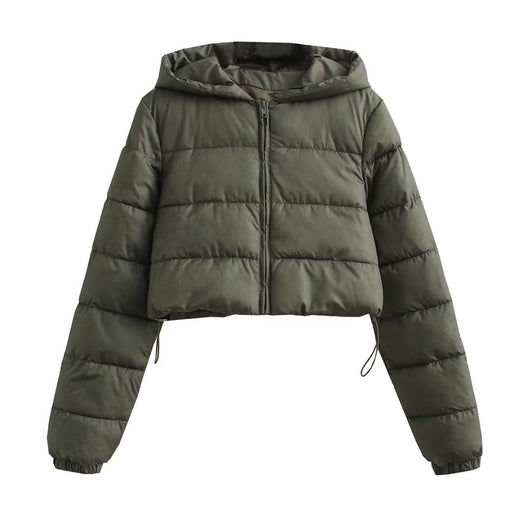 Chaqueta Puffer Corta Multicolor de Algodón con Capucha para Mujer - Image 17