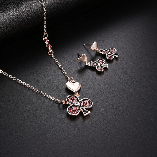 Conjunto de Collar y Aretes de Flor de Cerezo con Circón - Joyería Elegante
