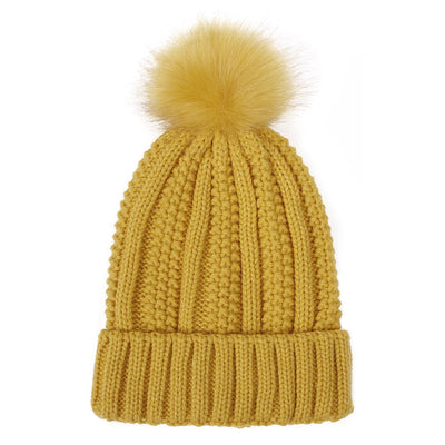 Gorro Tejido de Invierno con Pompón de Pelaje Sintético para Mujer - Image 4