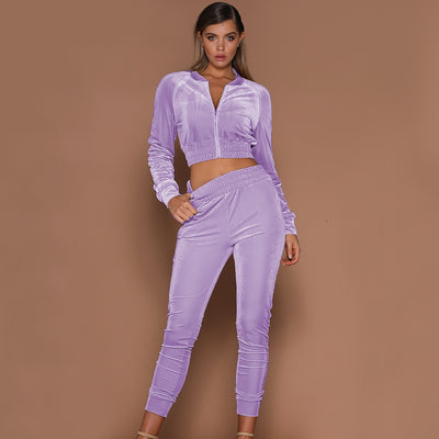 Conjunto Deportivo Mujer Sudadera Terciopelo y Pantalón Deportivo con Cierre - Image 6