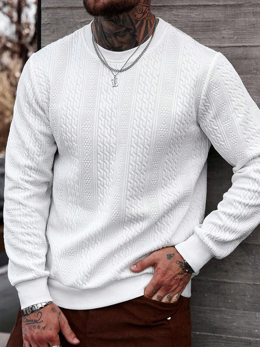 Playera Casual Holgada para Hombre con Cuello Redondo y Textura Jacquard - Image 6