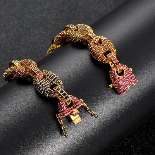 Cadena de Cerdo Zirconia Multicolor - Diseño Grano de Café - Image 5