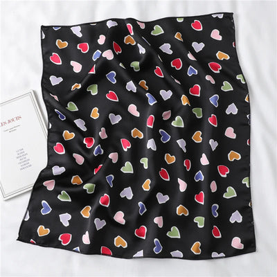 Pañuelo de Seda Estampado Corazones - Foulard Cuadrado Multiuso para Mujer - Image 10