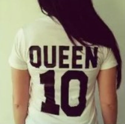 Playera de Pareja KING 10 QUEEN 10 - Diseño Impreso Manga Corta Unisex - Image 3
