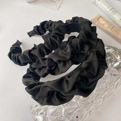 Diadema Plisada de Satén Premium Negro Ancho - Image 38