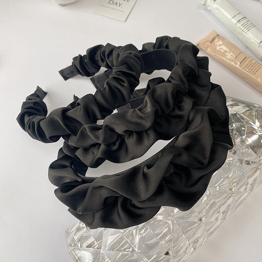 Diadema Plisada de Satén Premium Negro Ancho - Image 38