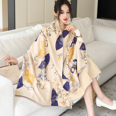 Bufanda de Cachemira Elegante Estilo Nacional Reversible Jacquard Doble Cara - Image 10