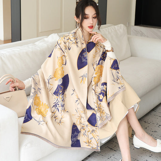 Bufanda de Cachemira Elegante Estilo Nacional Reversible Jacquard Doble Cara - Image 10