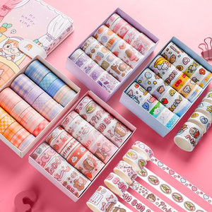 Conjunto de Adesivos Decorativos Kawaii e Fita Adesiva para Diários