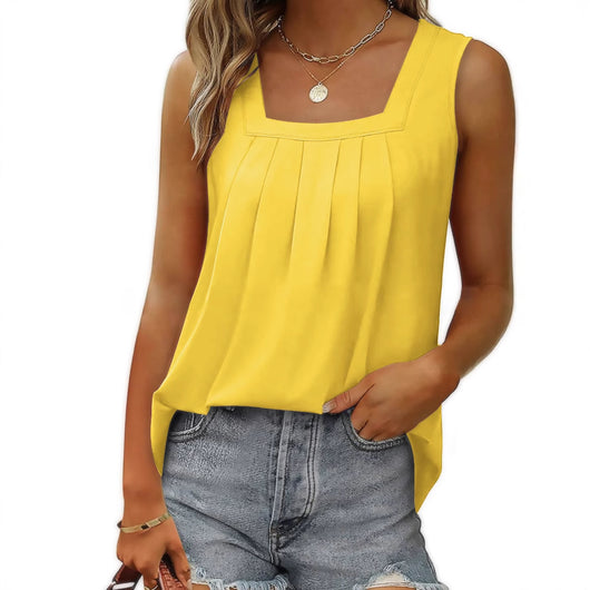 Chaleco Suelto Estampado con Cuello Halter Plisado para Mujer - Perfecto para Verano - Image 17