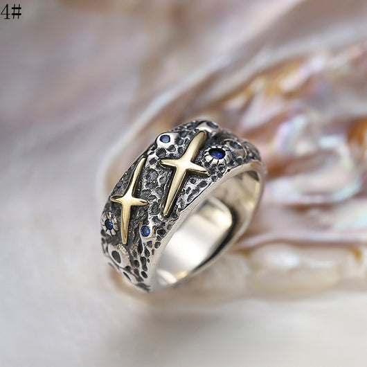 Anillo de Plata 925 Diseño Galaxia para Hombre - Personalidad Única