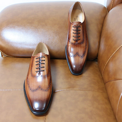 Zapatos Oxford de Cuero Grabados para Hombre - Estilo Brogue Británico - Image 2
