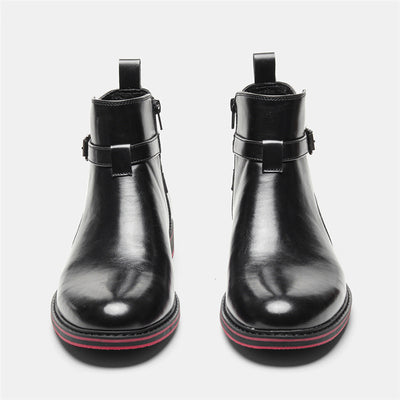 Botas Negras de Moda para Hombre con Detalles en Rojo - Image 2