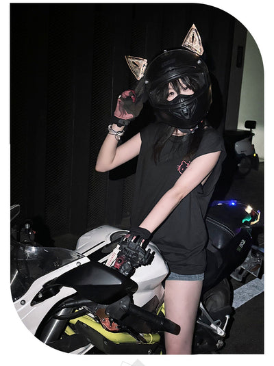 Conjunto de Armadura Mecánica Cyberpunk con Máscara, Protectores de Brazos y Diadema de Orejas de Gato - Image 8