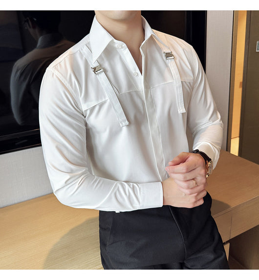 Camisa Minimalista de Manga Larga para Hombre - Estilo Versátil y Moderno - Image 13