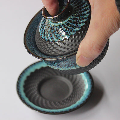 Gaiwan Tradicional Tianmu con Esmalte Cambiante - Cerámica Kung Fu Tea - Image 5