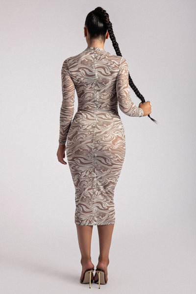 Falda Midi Transparente con Estampado de Leopardo y Mangas Largas - Image 3