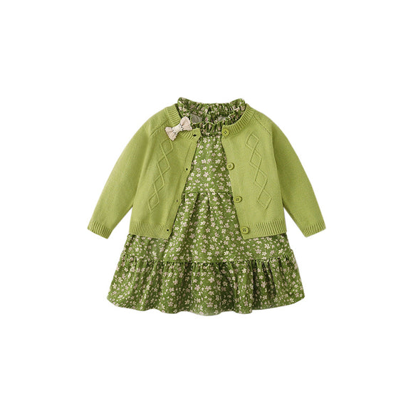 Vestido Tejido de Dos Piezas Manga Larga para Niñas