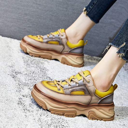 Zapatos Retro Étnicos de Cuero para Mujer con Suela de Succión