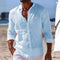 Camisa Casual de Algodón y Lino para Hombre