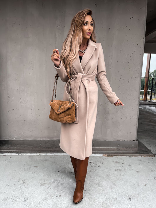 Abrigo de Lana Elegante con Cierre de Cordones y Cuello en V para Mujer - Image 40