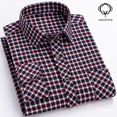 Camisa de Cuadros Suelta en Algodón para Hombre de Manga Larga - Image 3