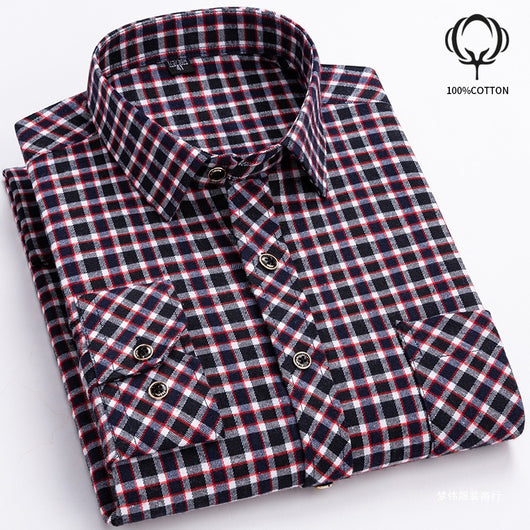 Camisa de Cuadros Suelta en Algodón para Hombre de Manga Larga - Image 3