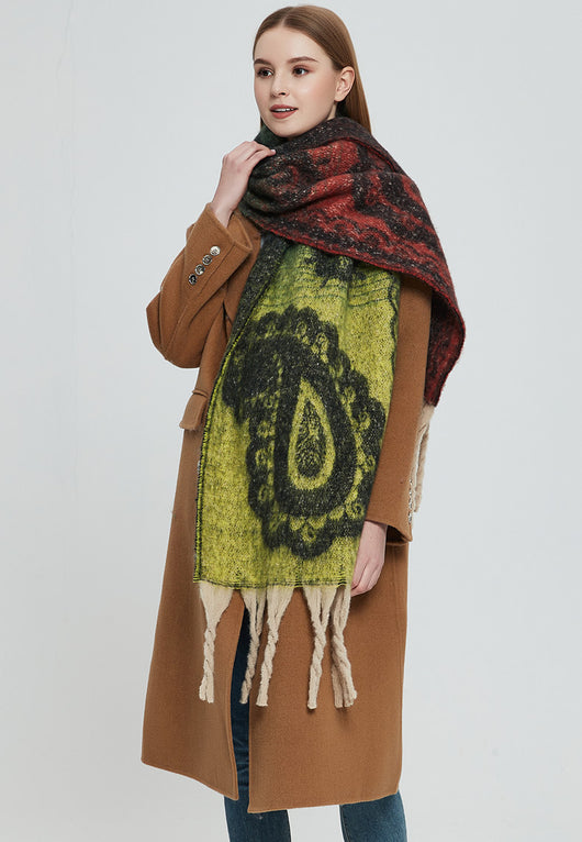 Bufanda Jacquard Paisley con Flecos Gruesos - Image 19