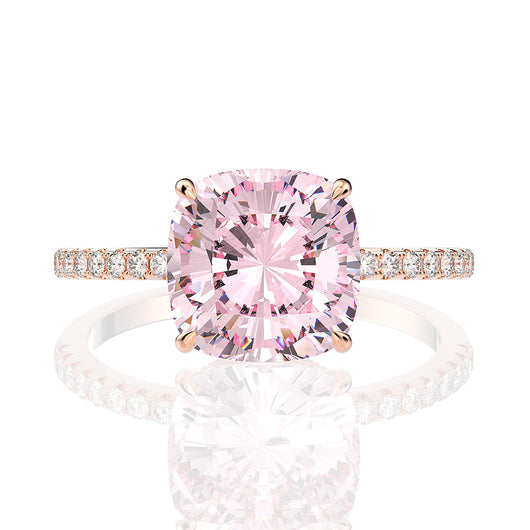 Anillo de Diamante Cuadrado Carbono Alto con Simulante de Diamante para Boda