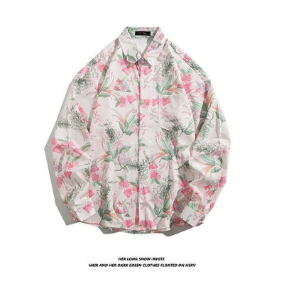 Camisa Retro Holgada Estilo Hong Kong con Estampado de Manga Larga para Hombre - Image 32