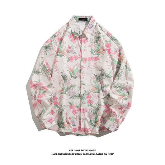 Camisa Retro Holgada Estilo Hong Kong con Estampado de Manga Larga para Hombre - Image 32
