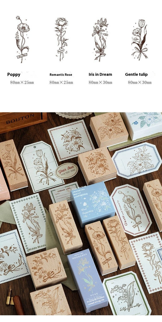 Sello de Madera Floral Retro para Cuadernos Artísticos y Proyectos DIY - Image 21