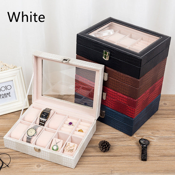 Caja Organizadora de Relojes de Cuero con Techo Transparente - 6 Compartimentos - Image 6