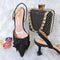 Sandalias Puntiagudas de Moda con Bolso de Cadena Diamantado