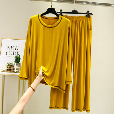 Conjunto Dos Piezas: Blusa V-Neck Contraste y Pantalón Recto Manga Larga - Image 10
