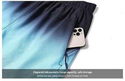 Pantalones Cortos Deportivos Ice Silk Degradado para Hombre - Ideales para Playa y Verano - Image 16